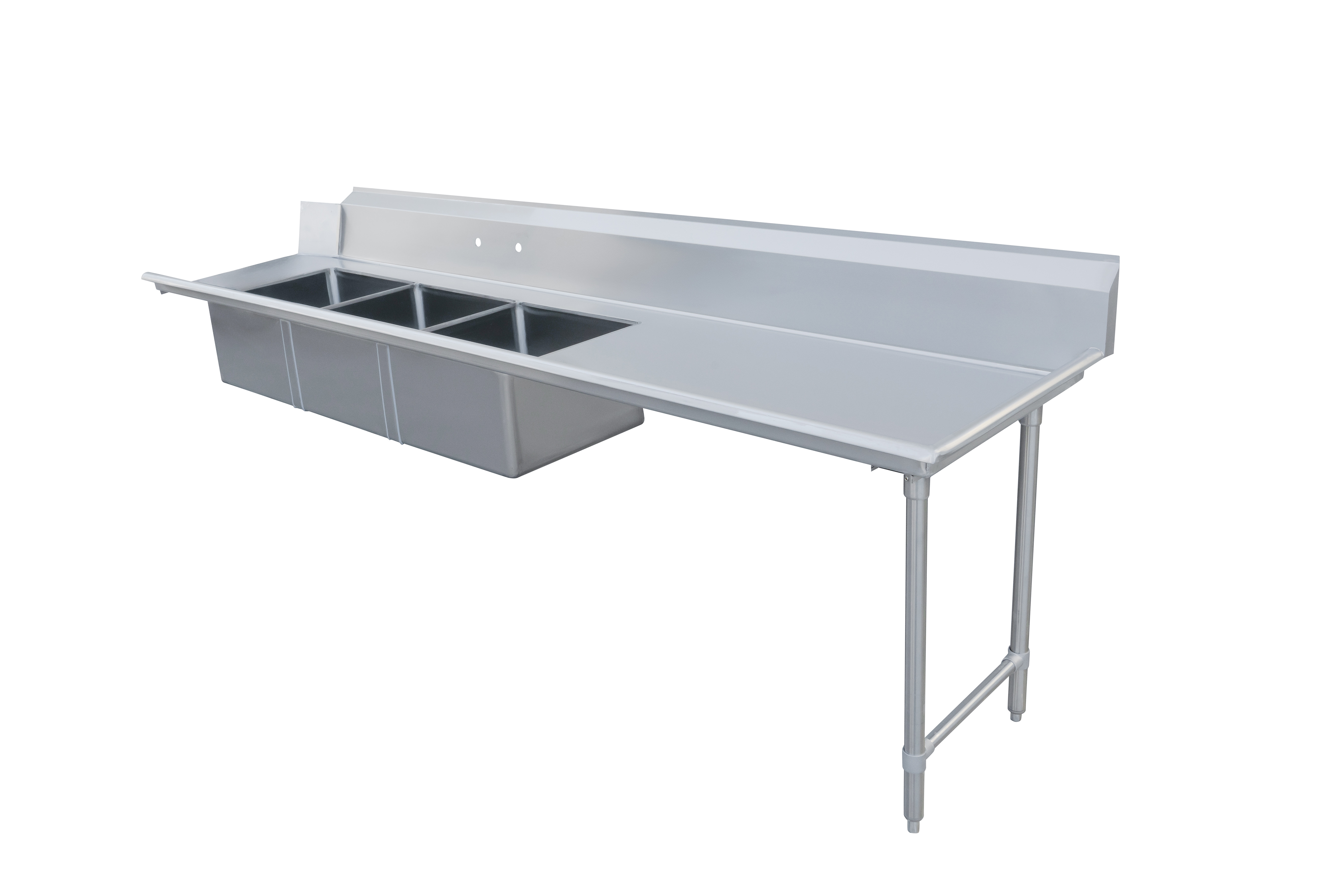 96-inch Right Side Soiled Dish Table with Three Sinks