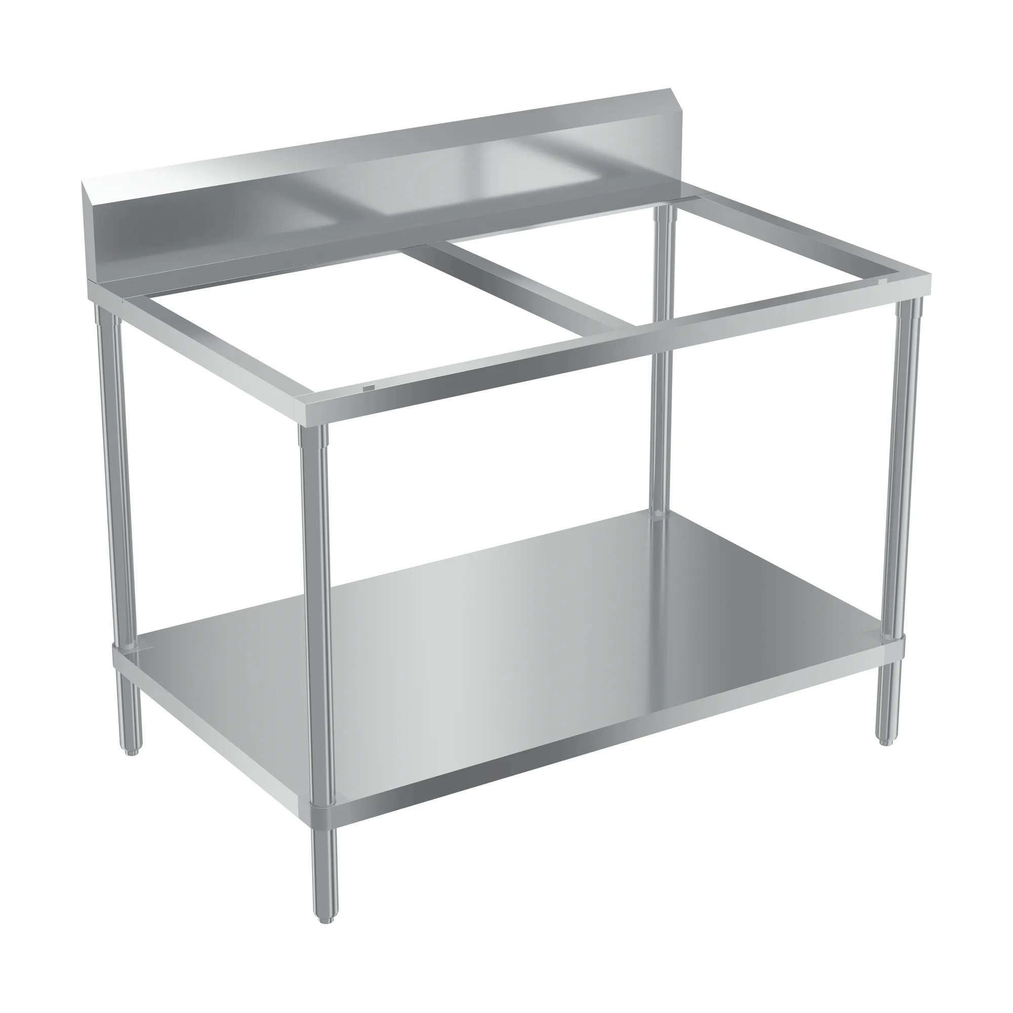 30″ x 48″ 16 Gauge 430 Solid Poly Top Table with 6″ Backsplash