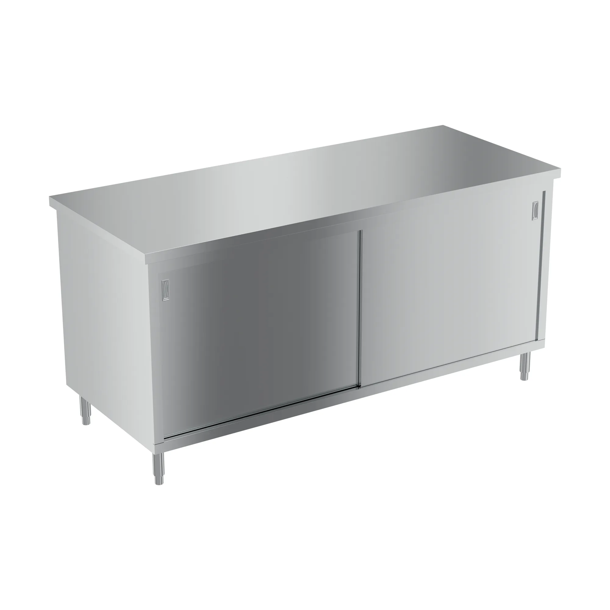 30″ x 72″ Stainless Steel Worktable With Cabinets and Sliding Doors