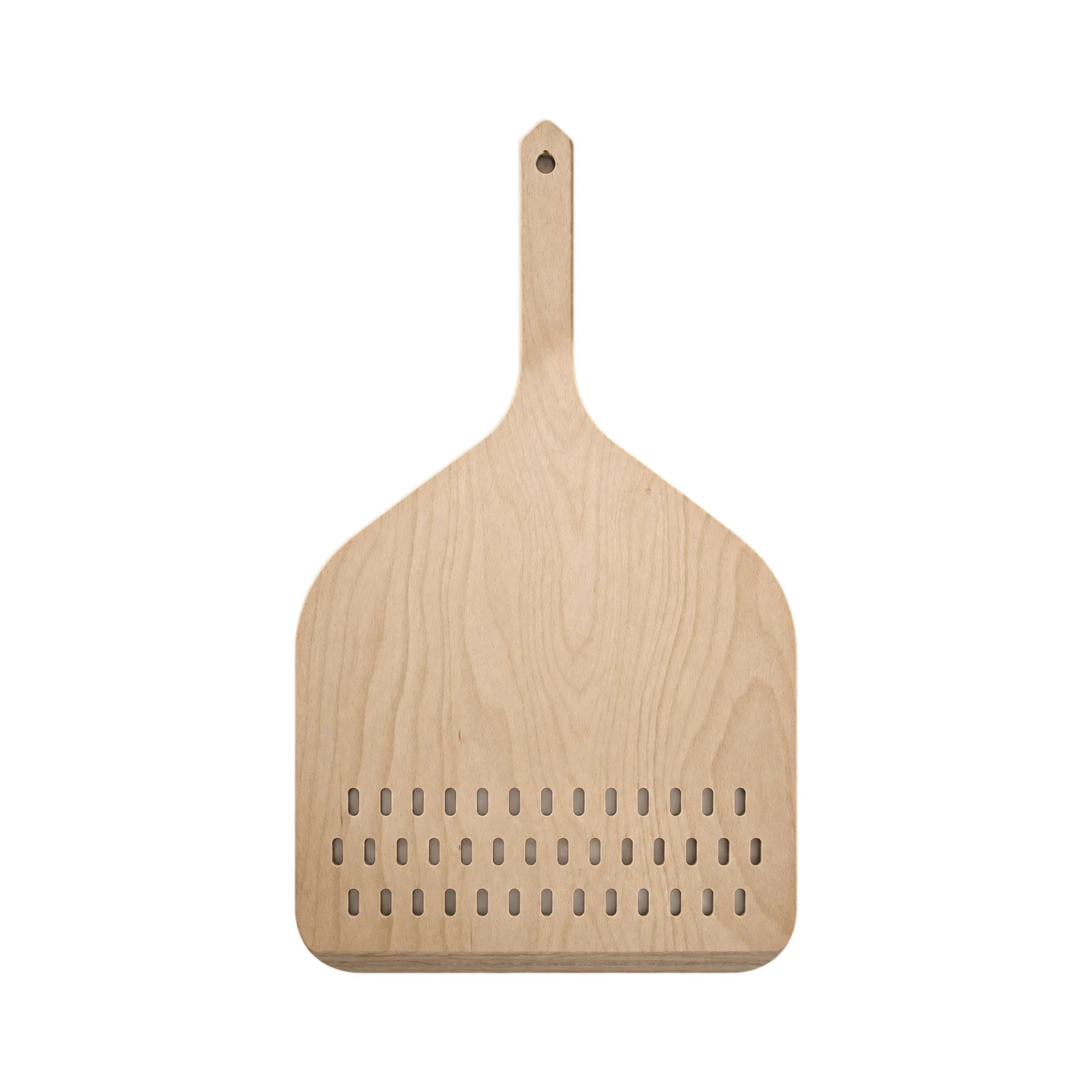 Linea Dori 14″ Beech Wood Perforated Pizza Peel with Short Handle, 24″ Total Length