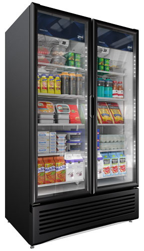 Imbera 47″ Two Swing Door Glass Door Refrigerator with 37 Cu.Ft. (1050 Liter) capacity, Black