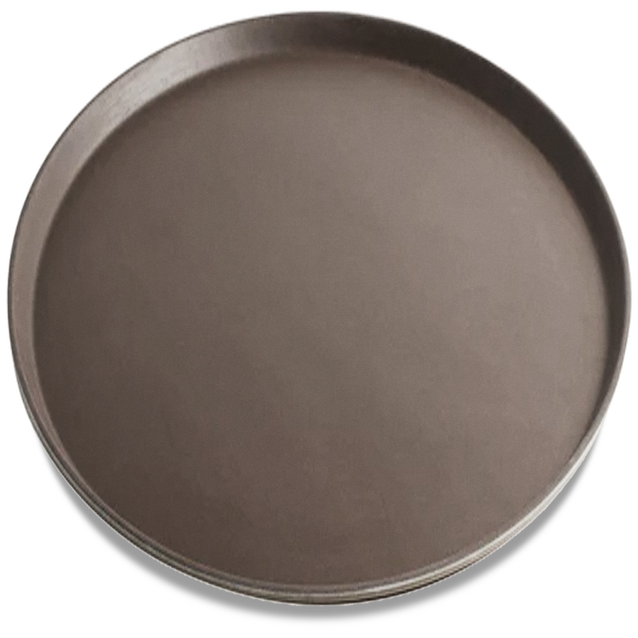 16-inch Non-slip Brown Round Fiberglass Service Tray