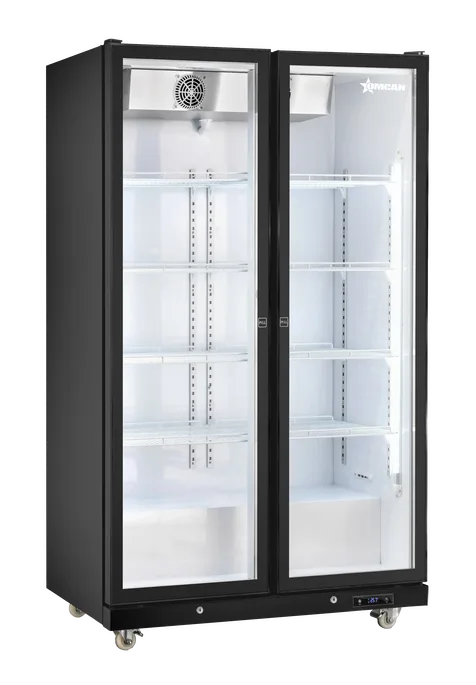 48″ Two (2) Glass Door Display Refrigerator with LED Light, 35.5 cu. ft. (1000 L), Black