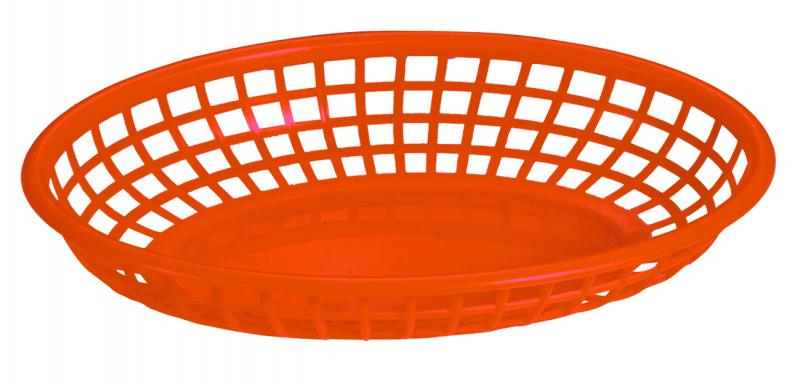 9 1/4″ x 5 3/4″ Plastic Oval Fast Food Serving Basket – Red