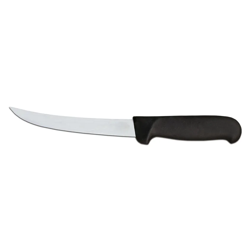 6″ Curved Blade Boning Knife with Black Super Fiber Handle