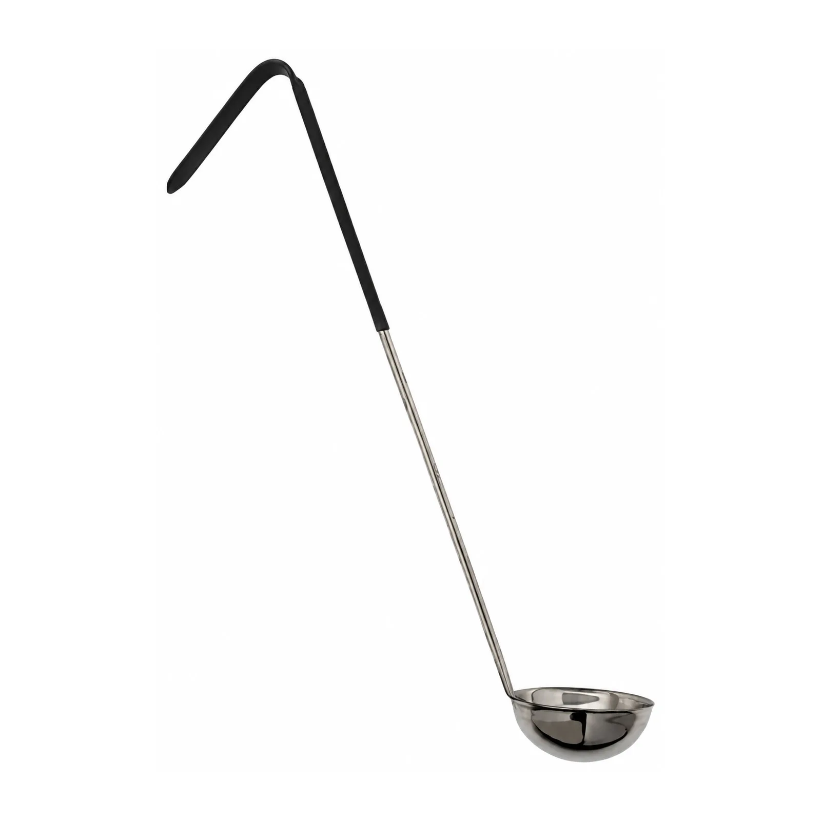 6 oz One-Piece Stainless Steel Ladle with Black Handle