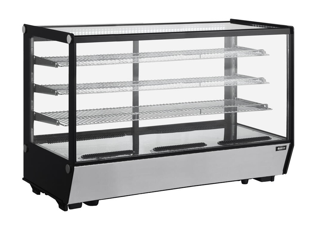 48″ Three (3) Shelf Countertop Square Glass Refrigerated Display, 8 cu.ft. (225 L)
