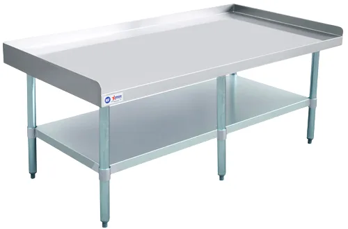 30″ x 60″ 18 Gauge 430 Stainless Steel Equipment Stand with Galvanized Undershelf and 6 Legs