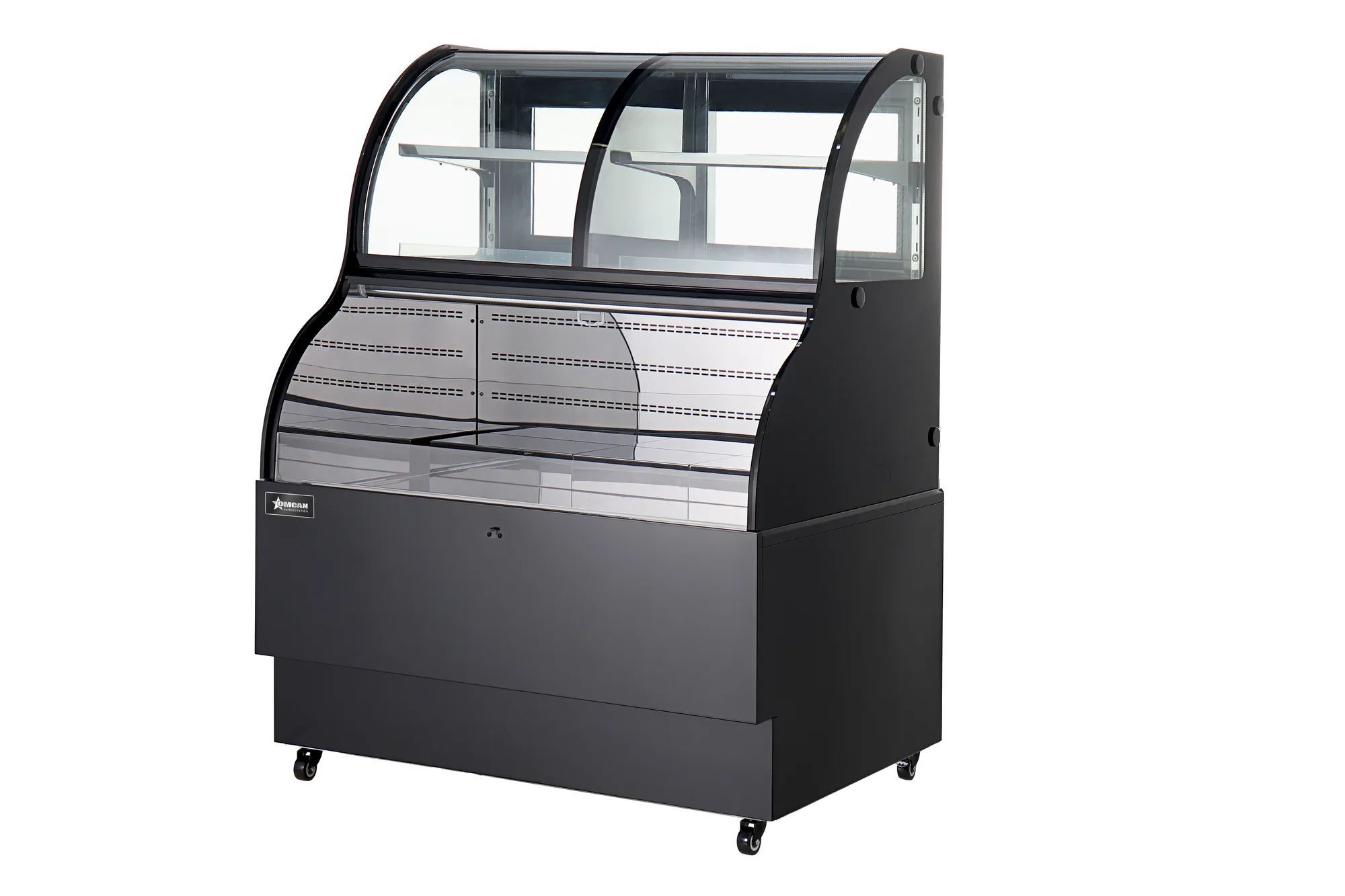36″ One (1) Shelf Dual Service Open Refrigerated Floor Display Case, 12.5 cu. ft. (354 L), Black