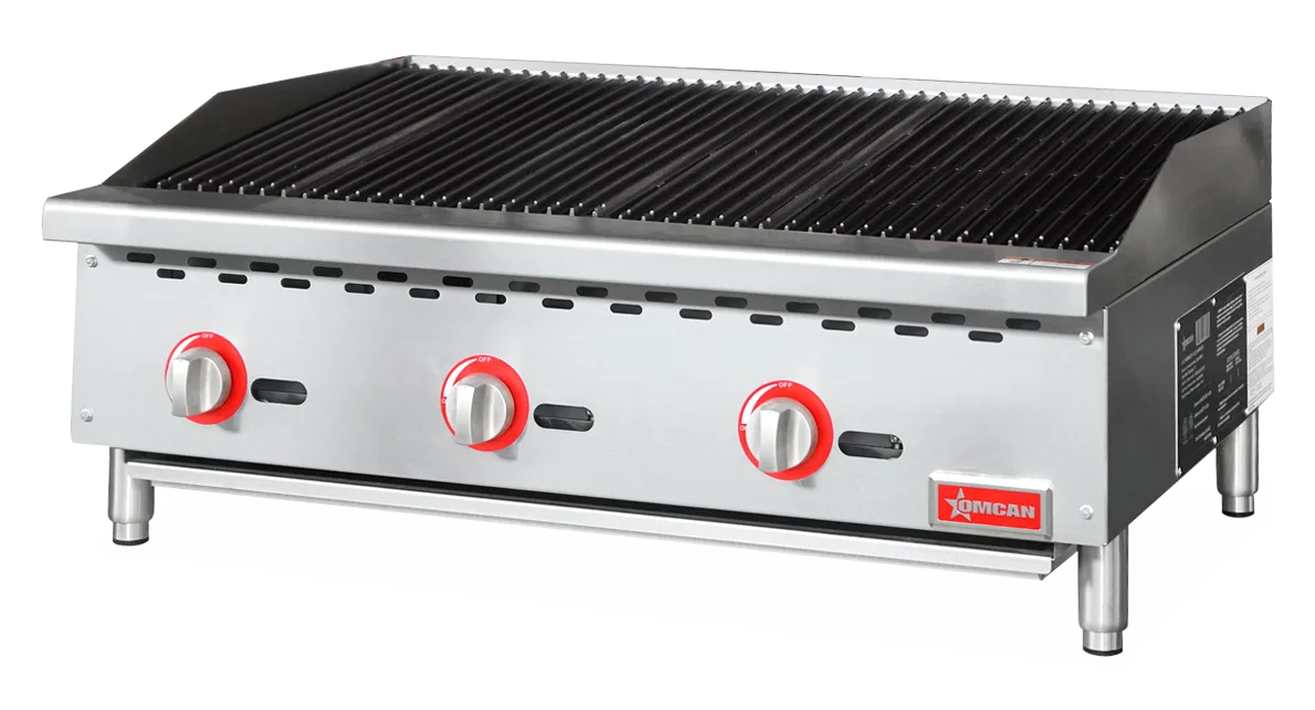 36″ Radiant Gas Charbroiler, 3 burners, 105000 BTU
