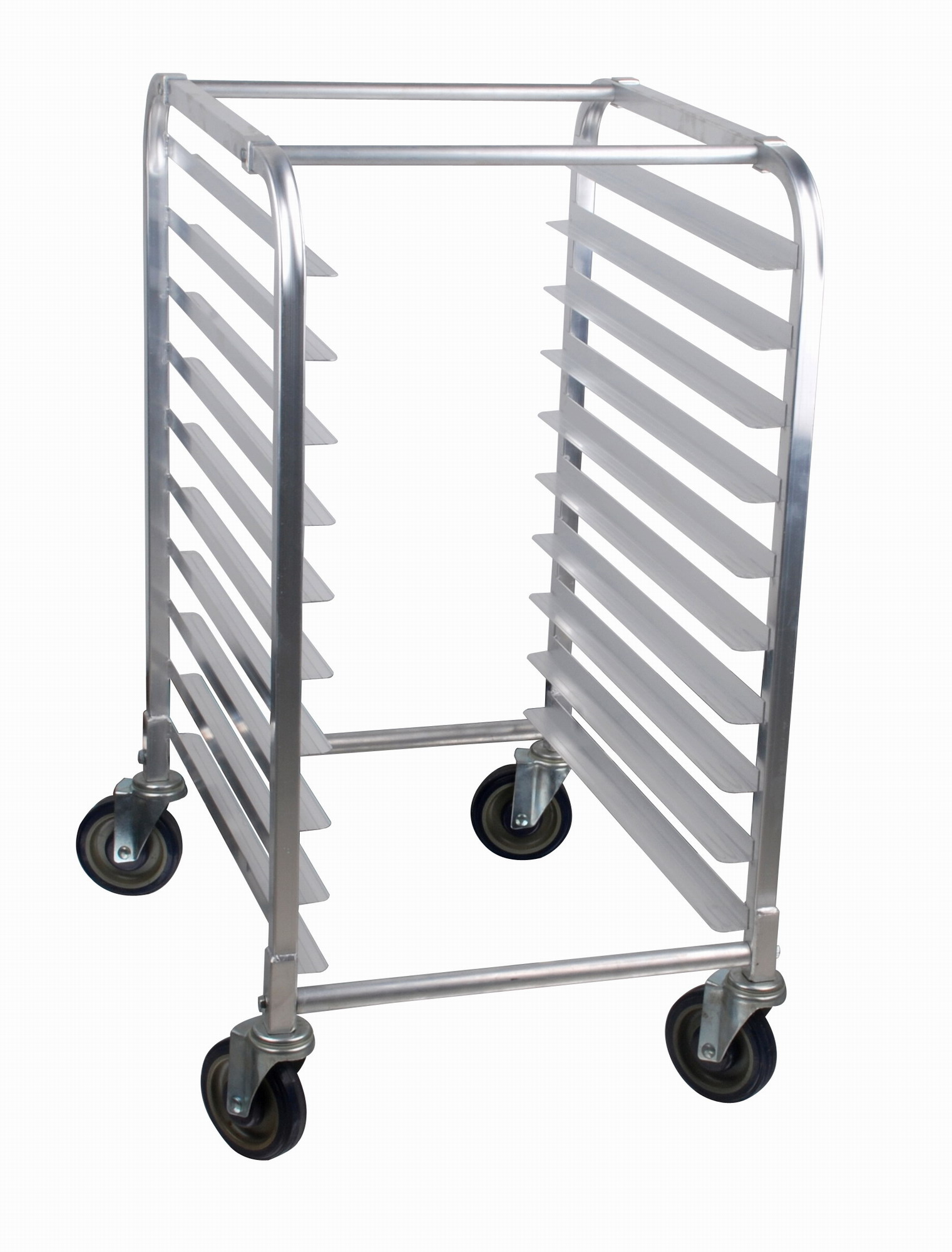 Mobile Steam Table Pan Rack, 10 Slides with 3″ Spacing, Curved Top, Aluminum