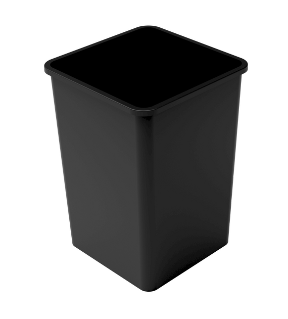 35 Gallon (130 Liter) Square Trash Can, Polyethylene - Black
