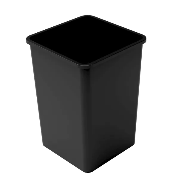 35 Gallon (130 L) Square Trash Can, Polyethylene – Black