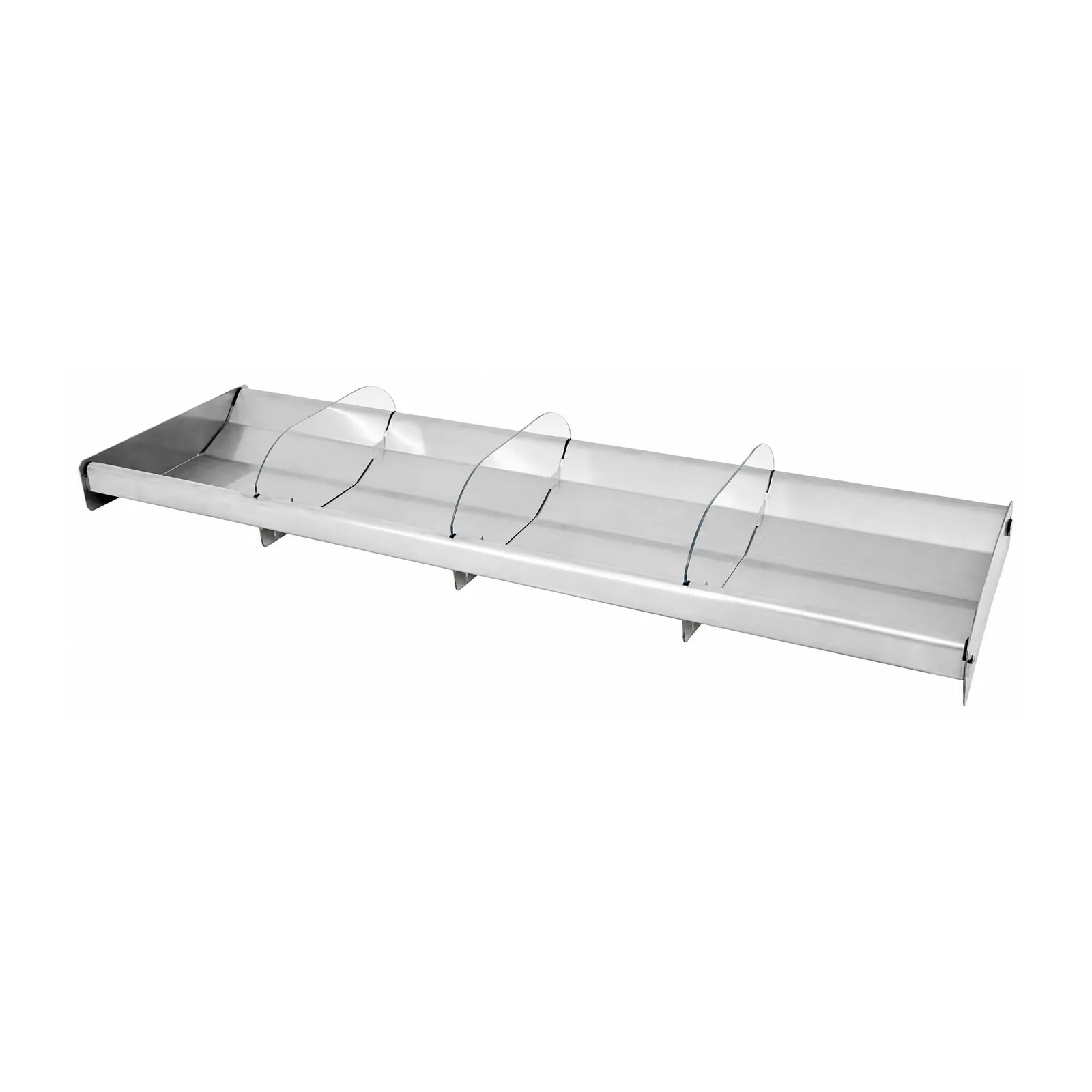 28.5″ x 8.75″ x 2″ Reversible Stainless Steel Tray with Clear Dividers