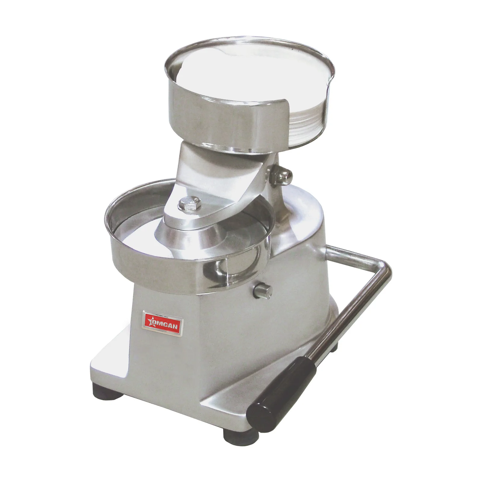 Top-Down Press Patty Maker with Rear-Mounted Paper Holder with 5″ Diameter