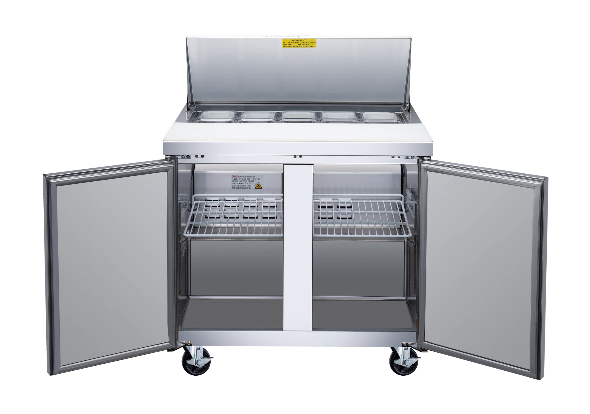 36″ Two (2) Door Refrigerated Prep Table, 9 cu. ft. (255 L), Stainless Steel