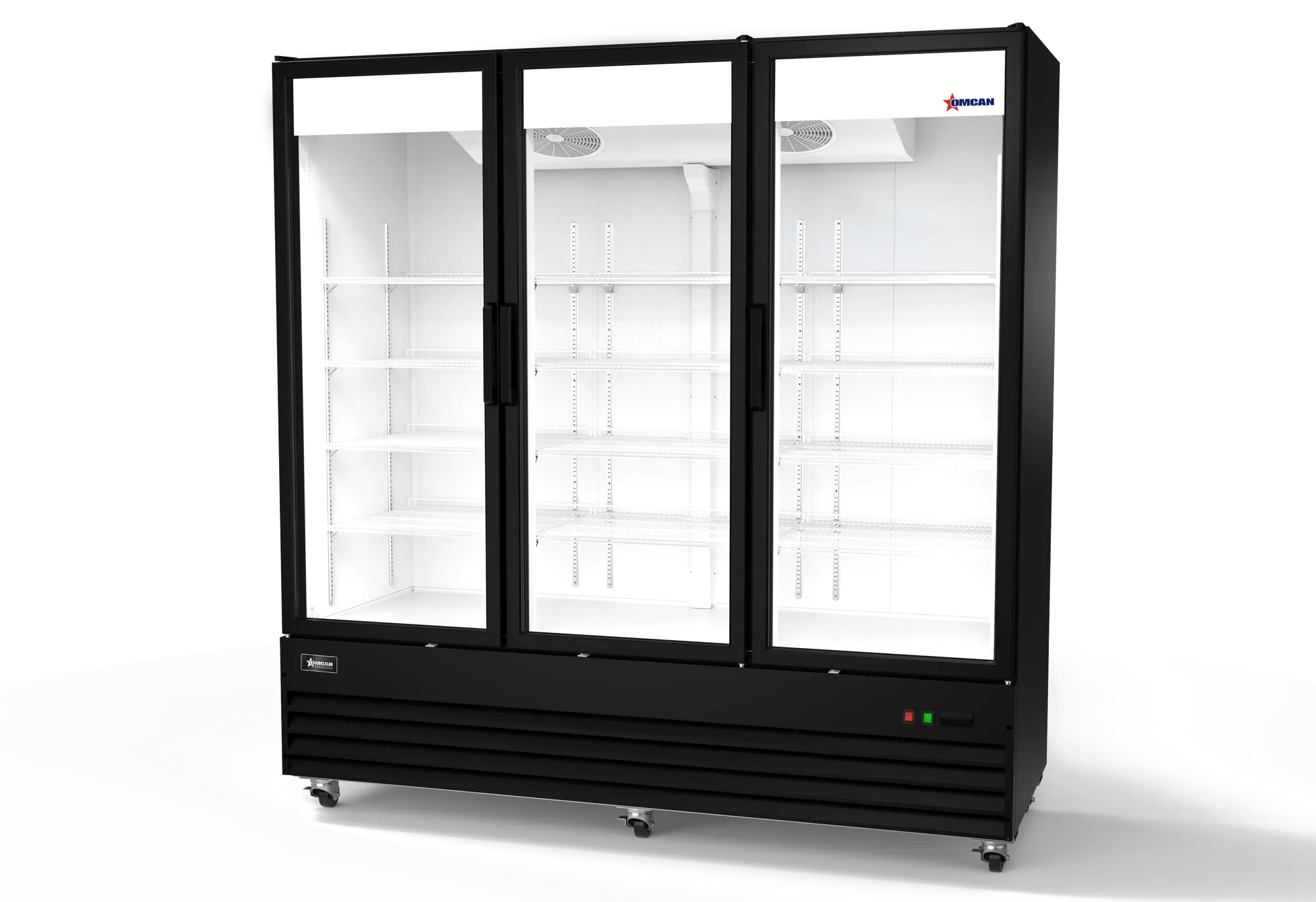 79″ Three (3) Glass Door Display Refrigerator, 59.5 cu. ft. (1985 L), Black