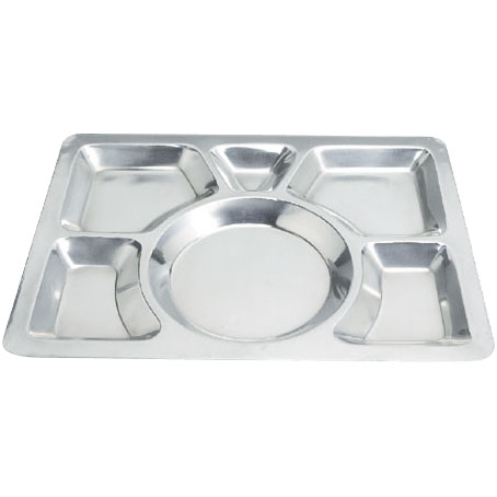 6-Compartment Stainless Steel Mess Tray