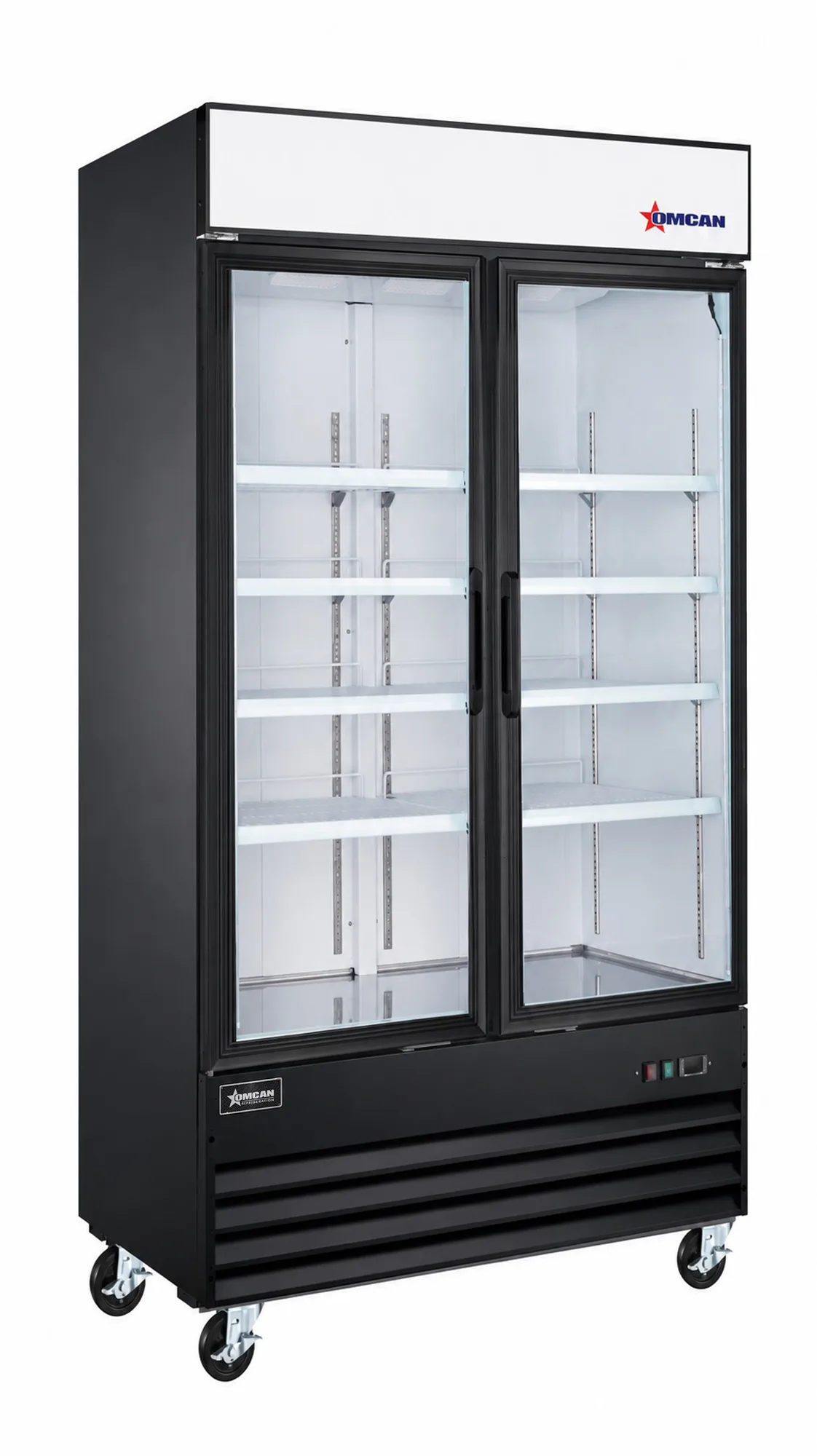 40″ Two (2) Glass Door Display Freezer, 31.5 cu. ft. (892 L), Black