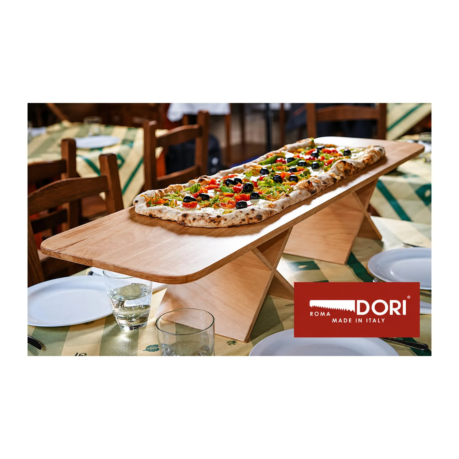 Linea Dori 31.5″ x 12″ Beech Wood Pizza Serving Board 0.5″ Thick