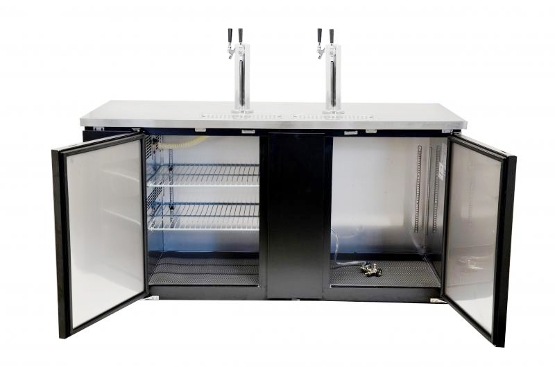 69″ Two (2) Door Kegerator / Beer Dispenser with Two Double Tap Towers, 23 cu.ft. (660 L)