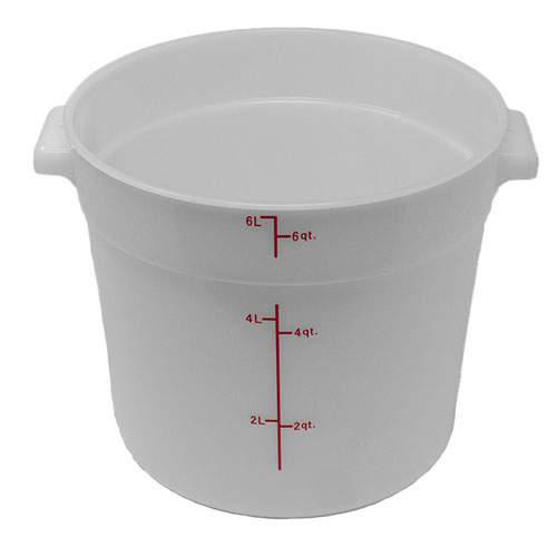 6-QT Polypropylene White Round Food Storage Container