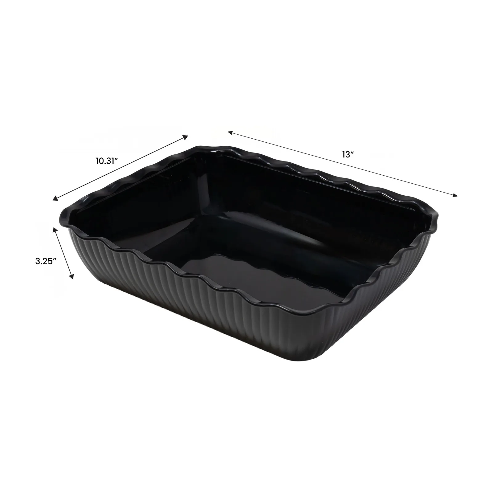 13″ x 10 5/16″ x 3 1/4″ Black Scalloped Deli Crock 10 lb Capacity NSF