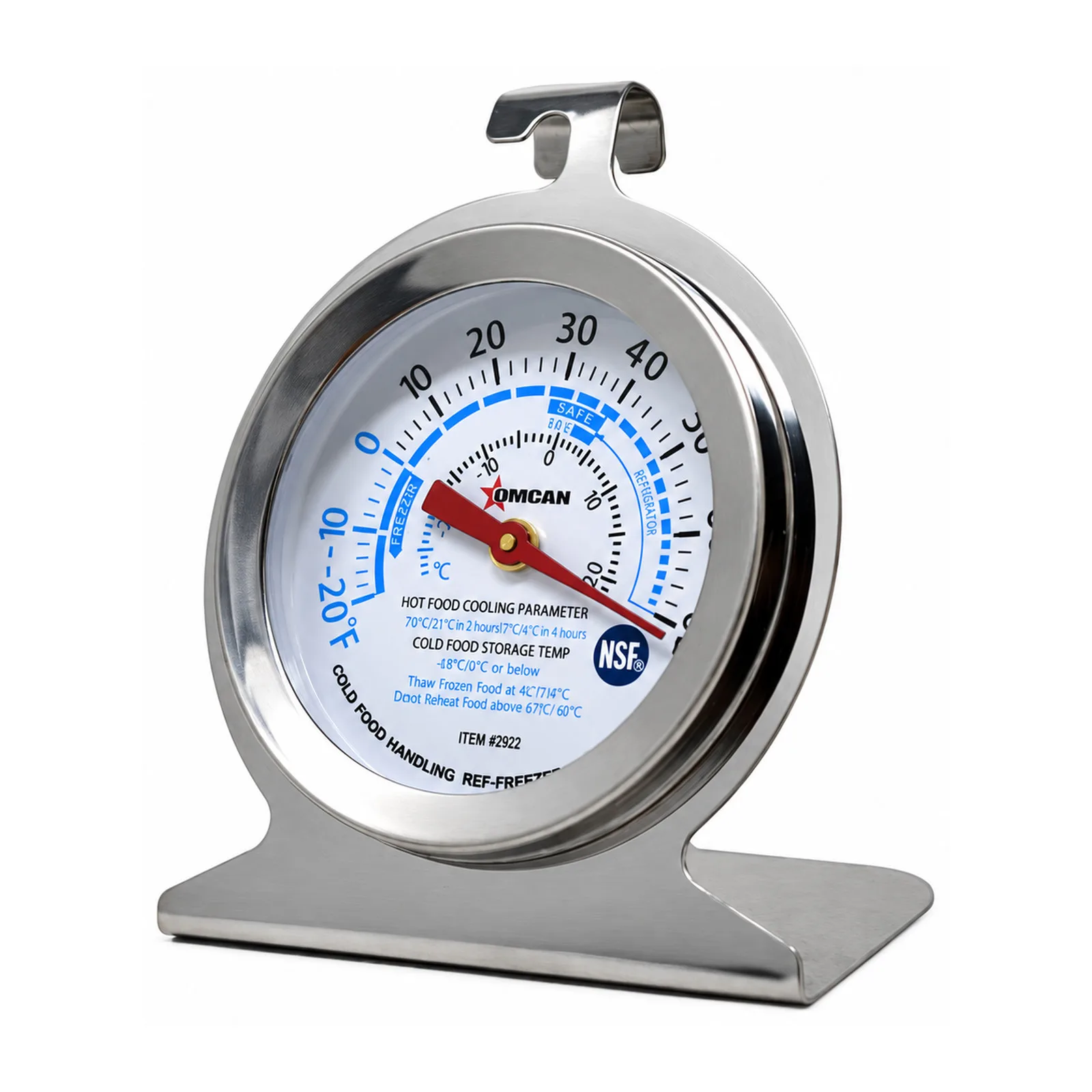 Refrigeration Thermometer with Hanging Hook and Built-in Standing Panel