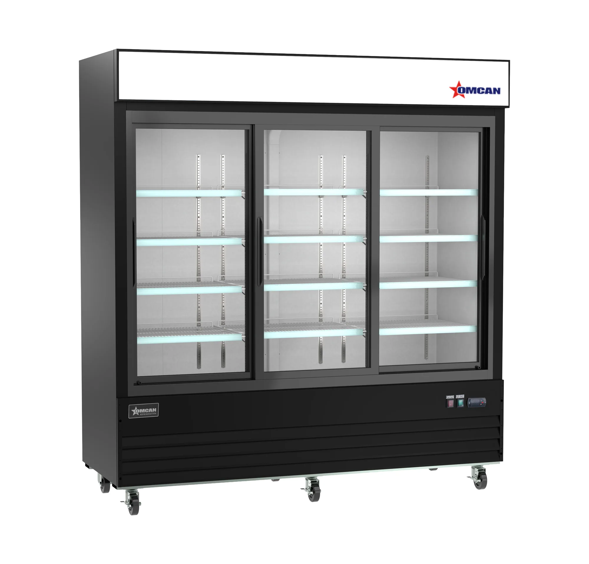 78" Three (3) Sliding Glass Door Display Refrigerator, 53 cu.ft. (1500 L), Black