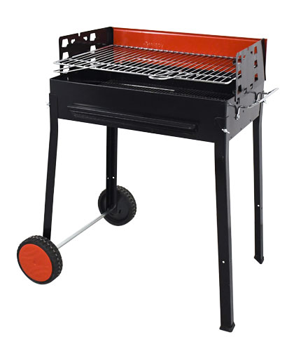 Painted Steel Charcoal BBQ Grill with 2 Wheels