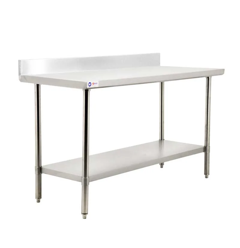 30″ x 48″ 20 Gauge 430 All Stainless Steel Work Table with Backsplash