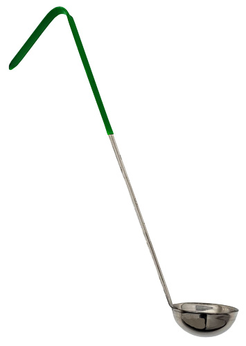 4 oz One-Piece Stainless Steel Ladle with Green Handle