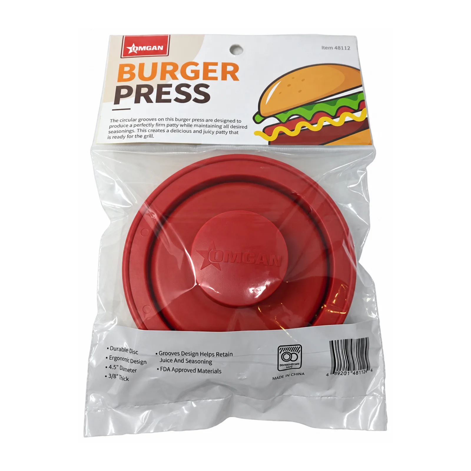 Red Plastic Hamburger Patty Press