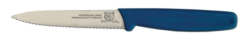 4″ Serrated Paring Knife with Blue Polypropylene Handle