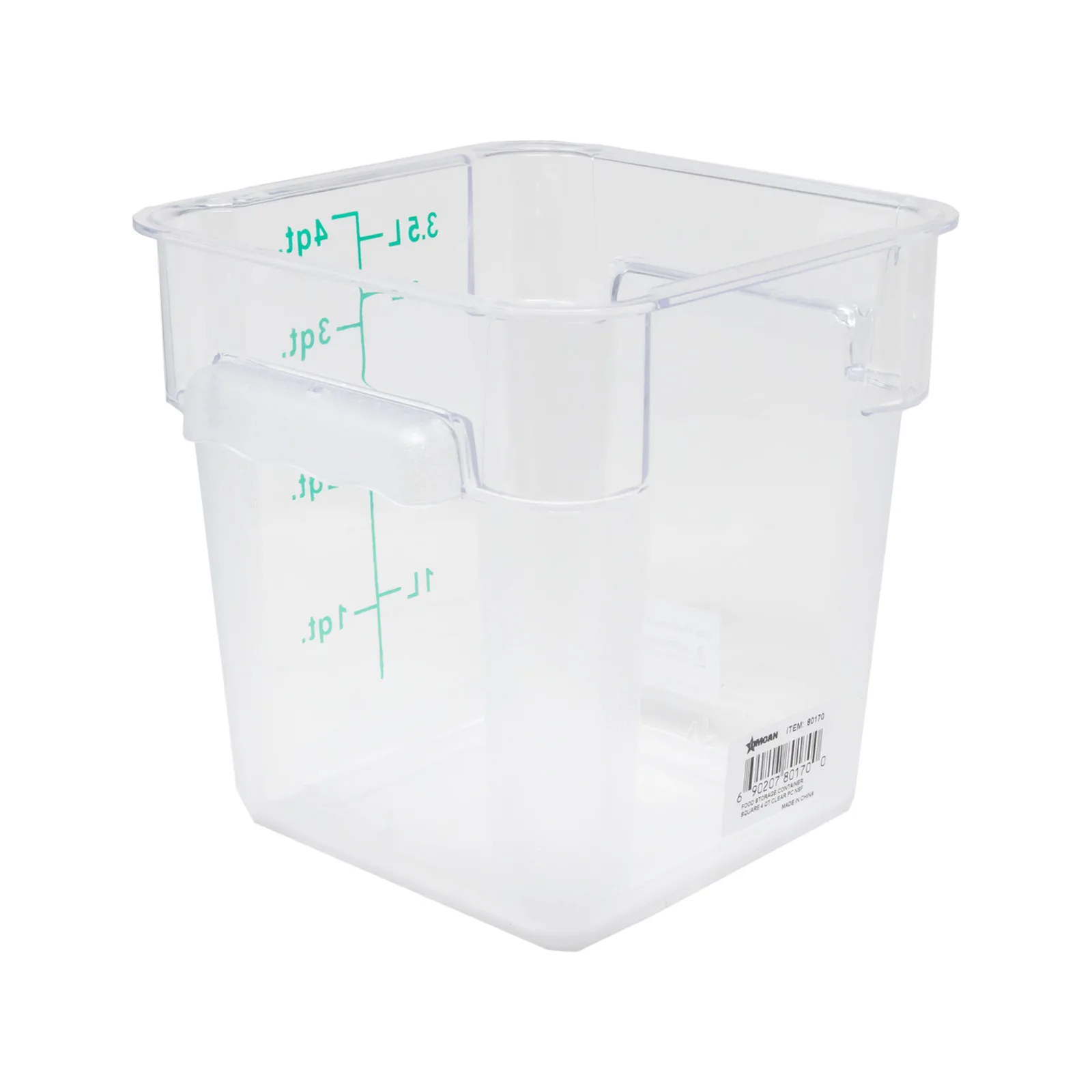 4 qt Polycarbonate Clear Square Food Storage Container