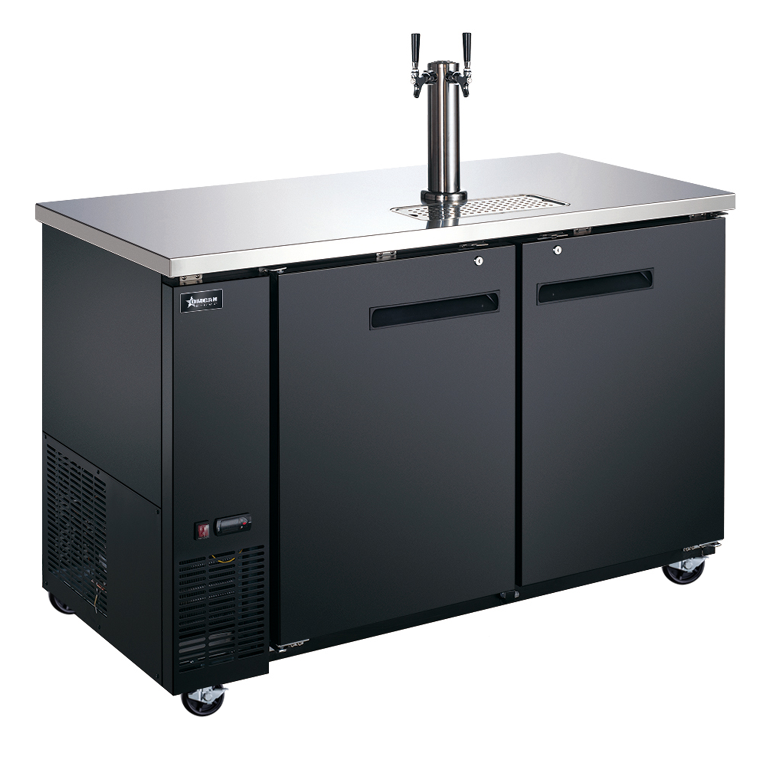 59″ Two (2) Door Kegerator / Beer Dispensers Single Tower with 2 Taps, 19 cu.ft. (547 L)