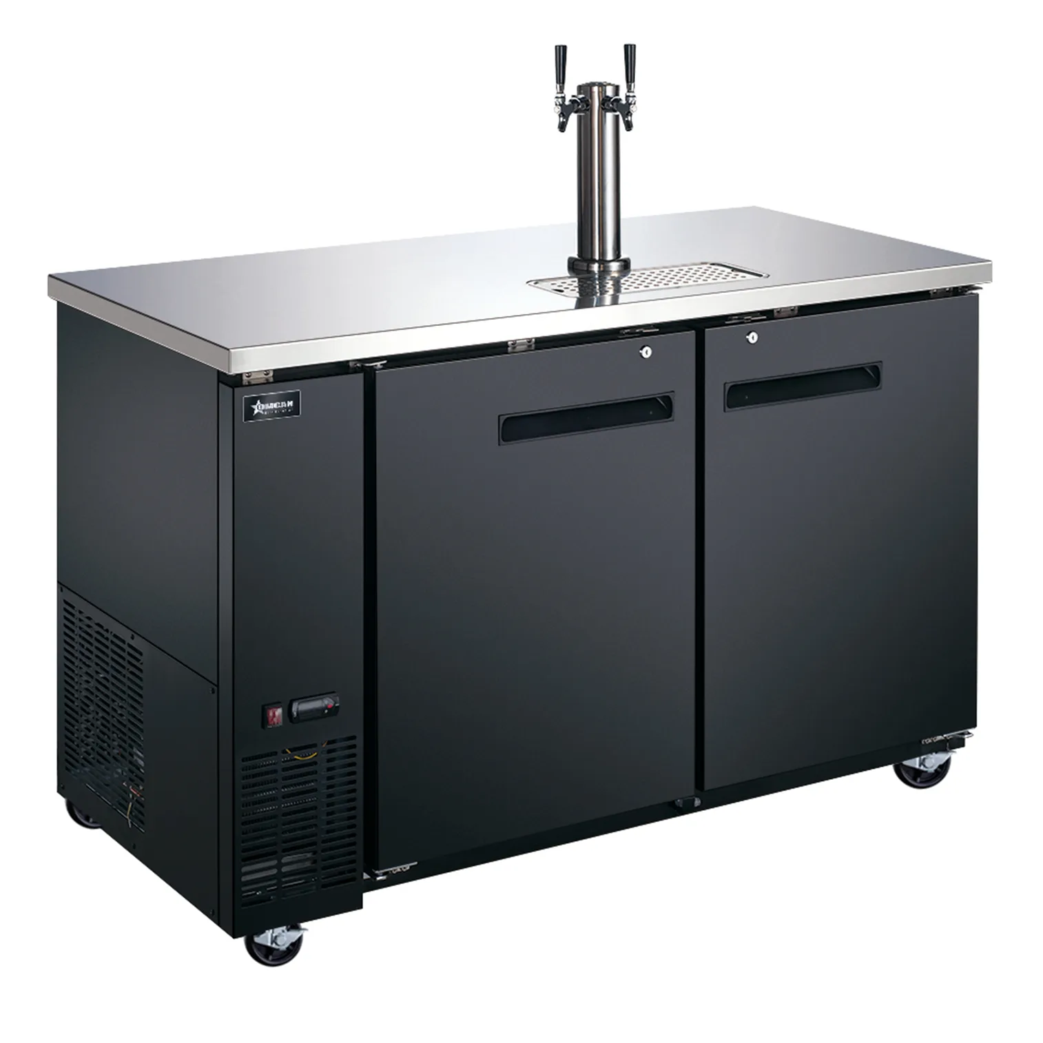 60″ Two (2) Door Kegerator / Beer Dispensers Single Tower with 2 Taps, 19 cu.ft. (547 L)
