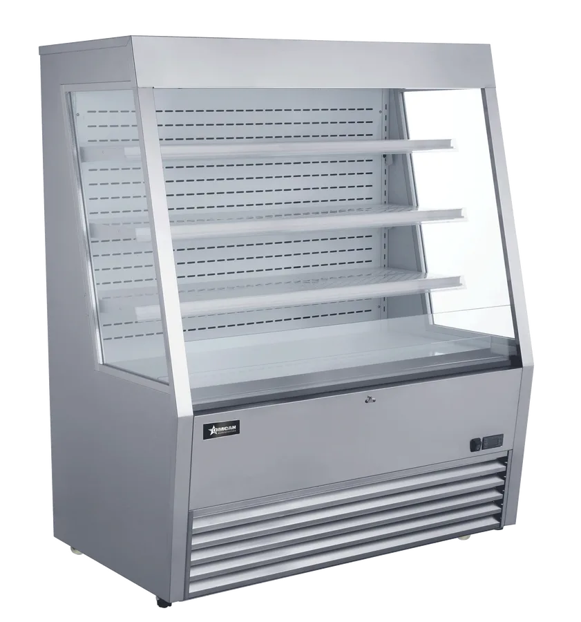 48″ Three (3) Shelf Grab-and-Go Open Refrigerated Floor Self-Serve Display Case, 15 cu. ft. (426 L), Stainless Steel