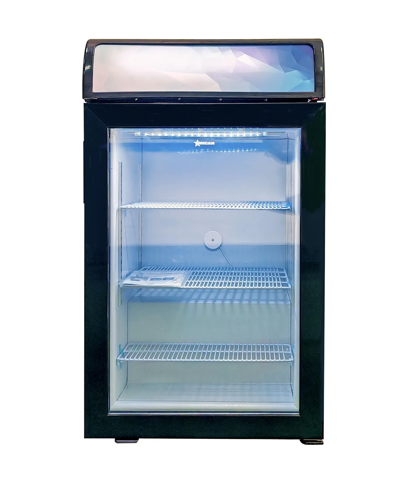 23″ One (1) Glass Door Countertop Display Freezer with Top Lightbox, 3.46 cu. ft. (98 L), Black