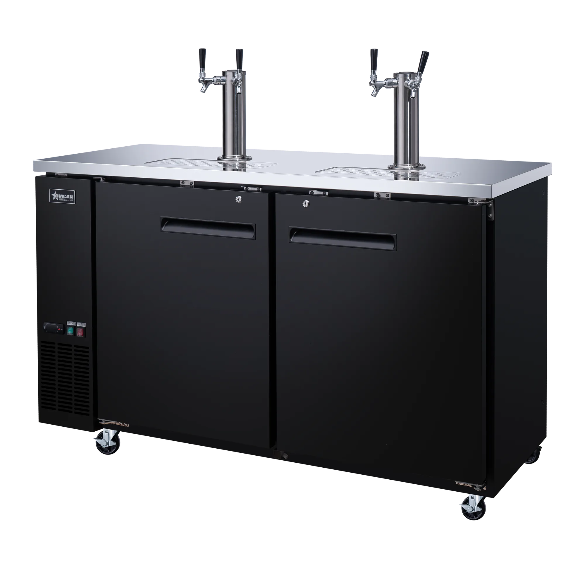 60″ Two (2) Door Kegerator / Beer Dispenser with Two Double Tap Towers, 24" Depth, 15.8 cu.ft. (446 L)