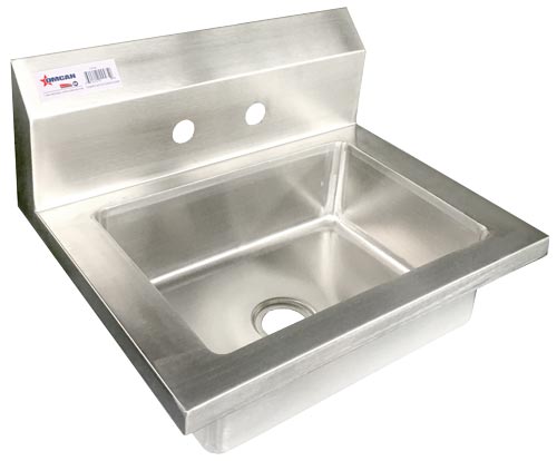 Fabricated Stainless Steel Wall Mounted Hand Sink With Two Holes