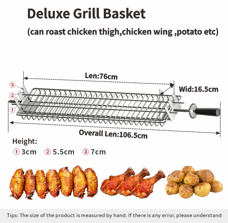 Flat Spit Rotisserie Grill and Spatchcock Basket for 48195