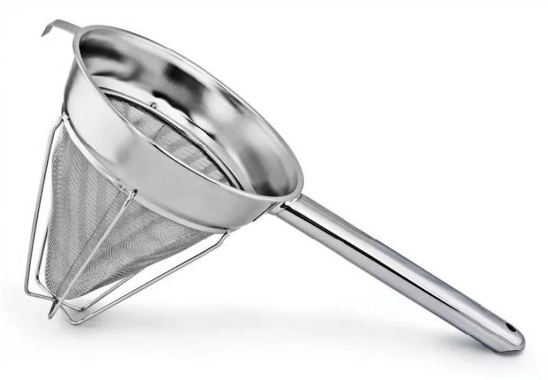 8″ Stainless Steel Reinforced Extra Fine Mesh Bouillon Strainer with Hollow Handle