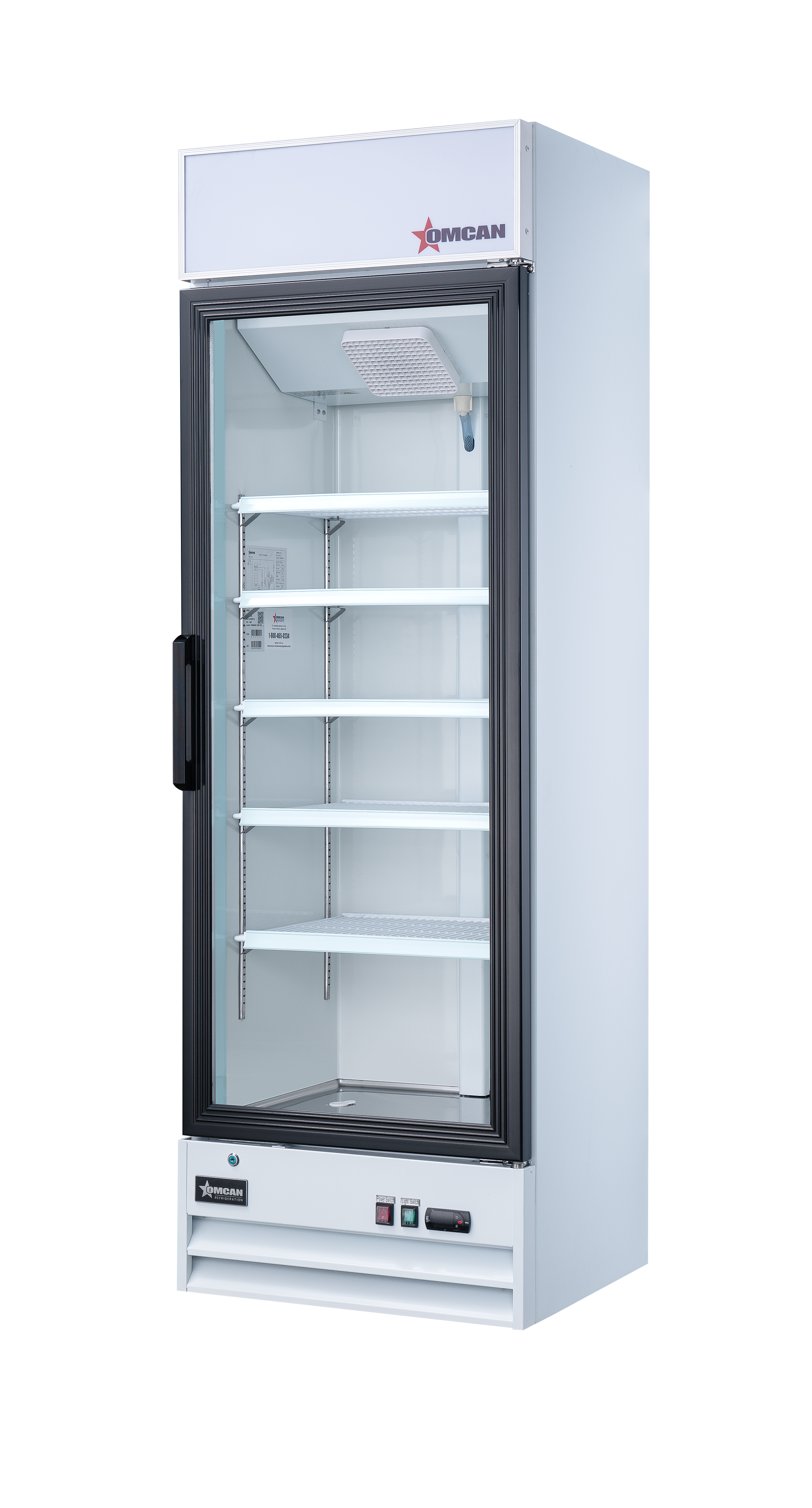 26″ One (1) Glass Door Display Refrigerator with Lightbox, 14 cu.ft. (396 L), White