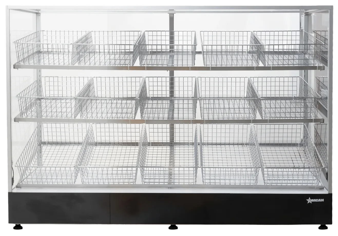 Ambient Bakery and Bagel Display Case 74″, 15 Baskets, Warm White