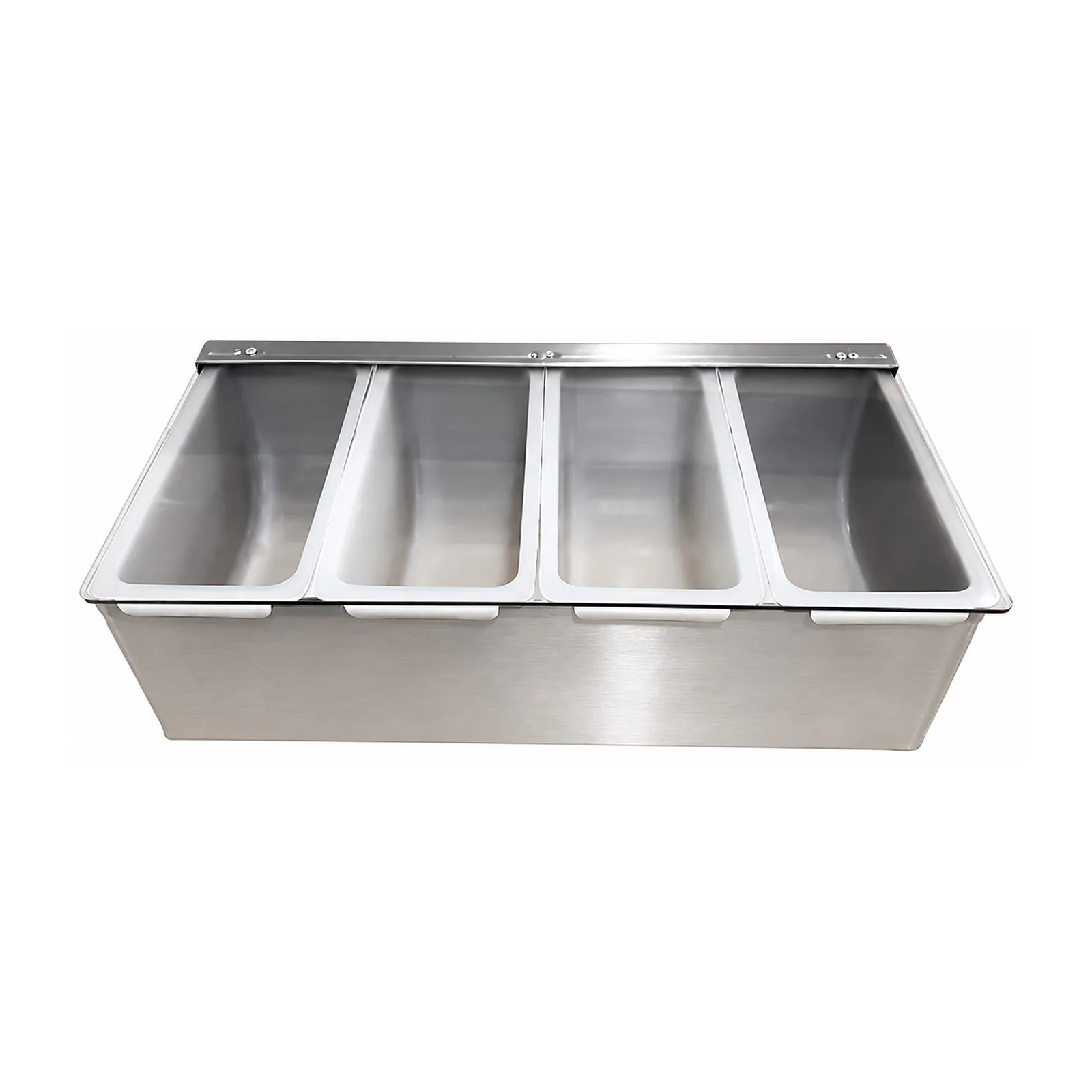 Stainless Steel 4-Compartment Condiment Holder with Clear Cover