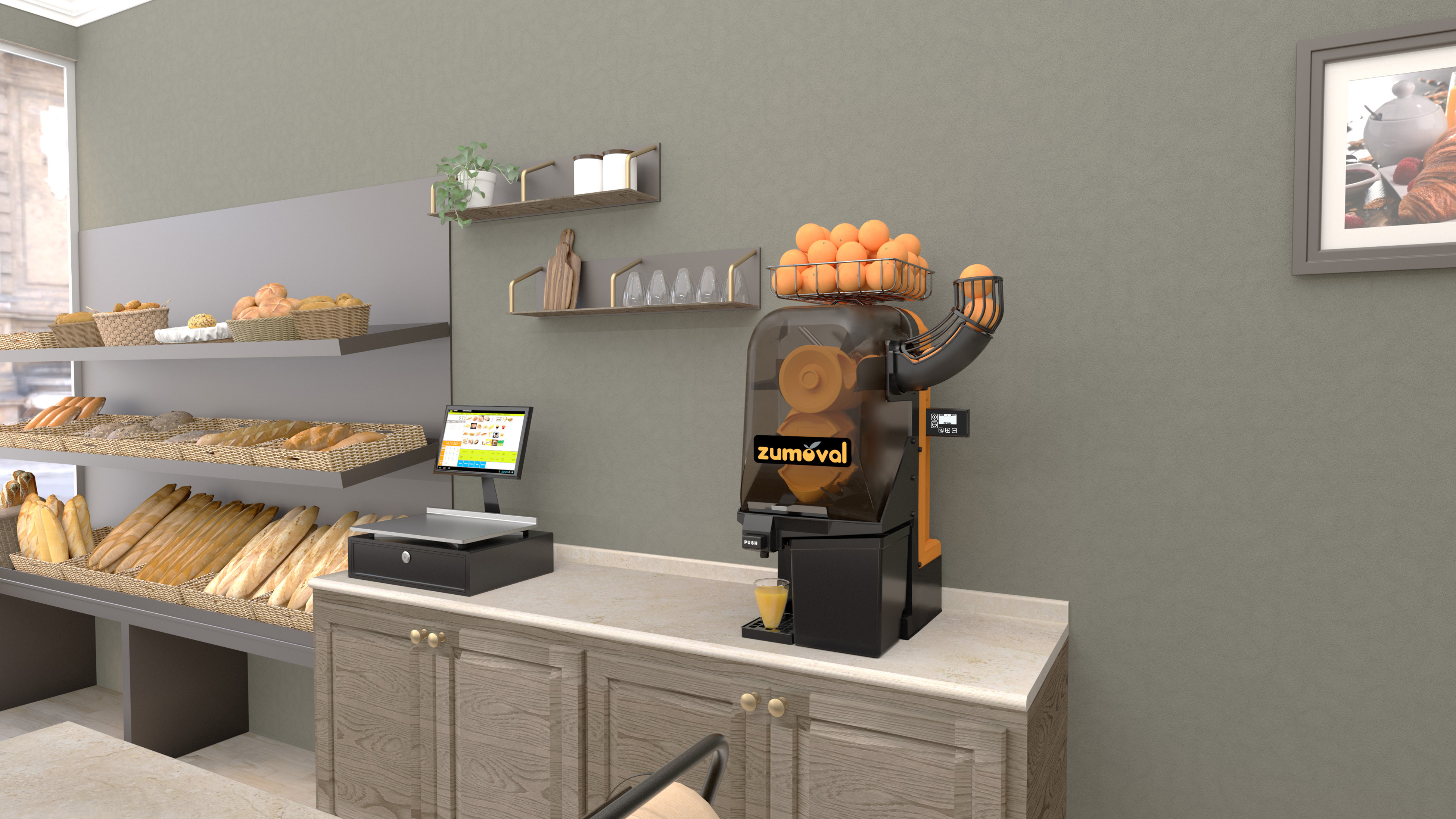 Zumoval Minimax Juice Extractor, Manual Feed with Push & Juice Button, 15 Oranges per Minute | Trento