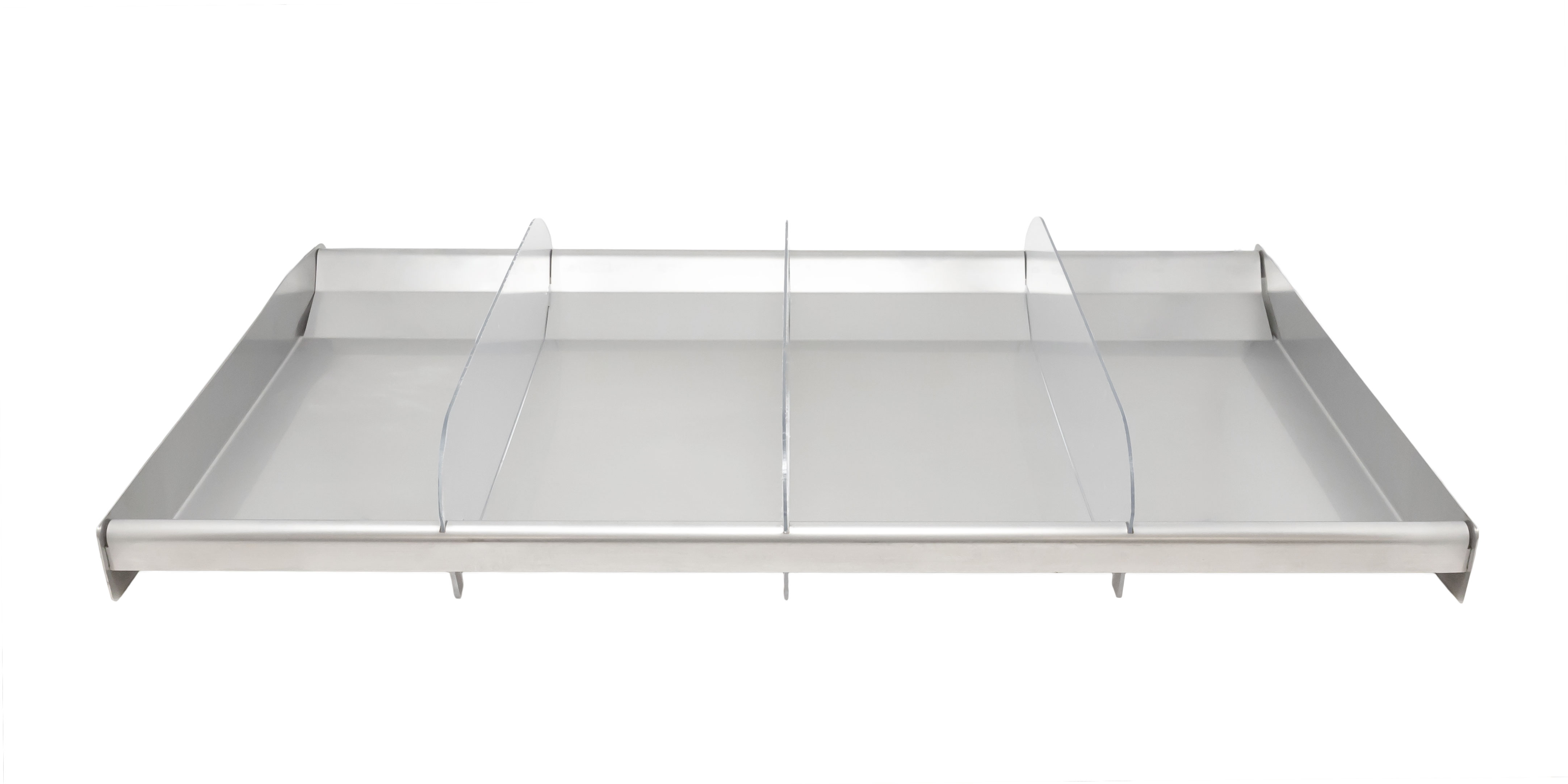 28.5″ x 16.75″ x 2″ Reversible Stainless Steel Tray with Clear Dividers