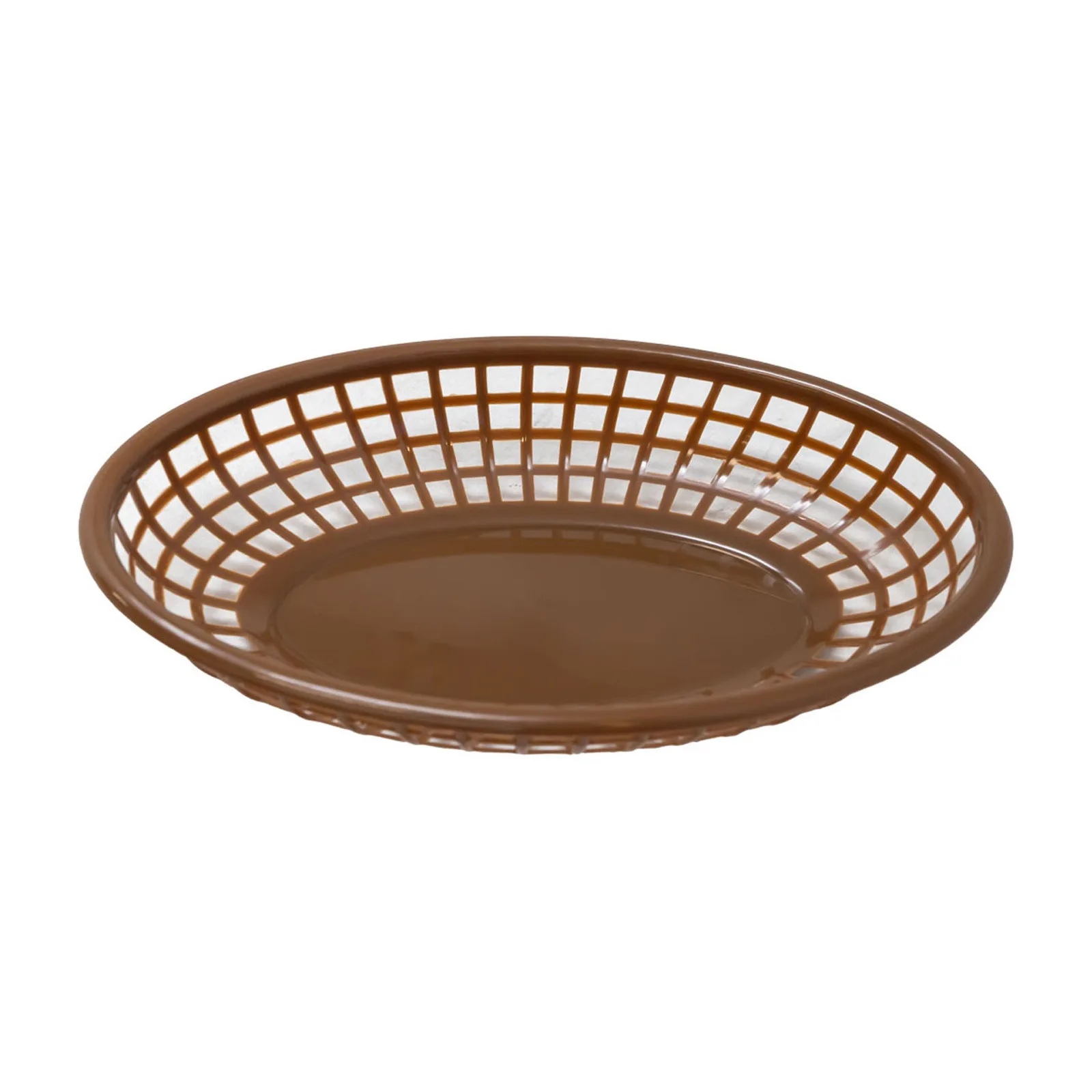 9 1/4″ x 5 3/4″ Plastic Oval Fast Food Serving Basket- Brown