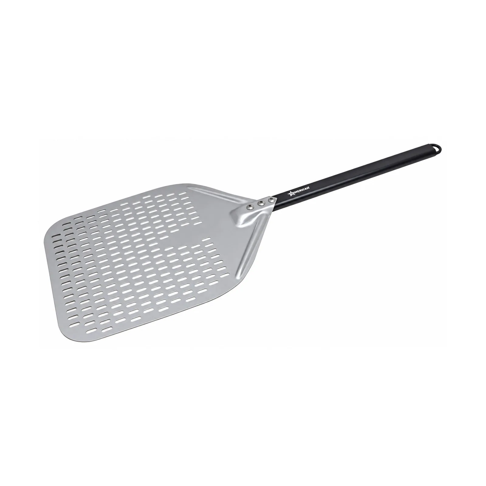 49 5/8″ Perforated Aluminum Pizza Peel with 14″ x 17 3/4″ Rectangular Blade